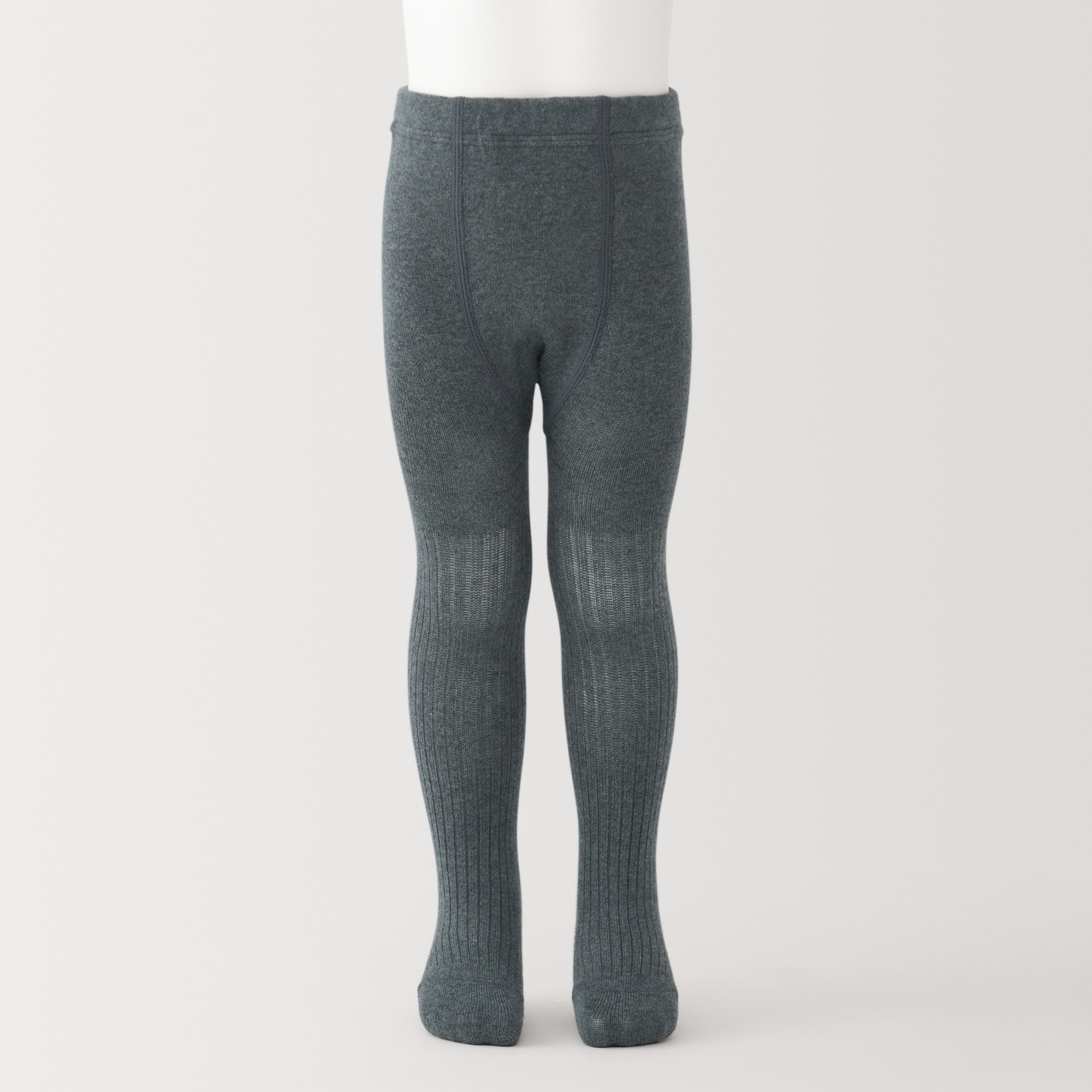 ベビー　足なり直角　かかとに合う　リブ編みタイツ