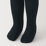 ベビー　足なり直角　かかとに合う　リブ編みタイツ