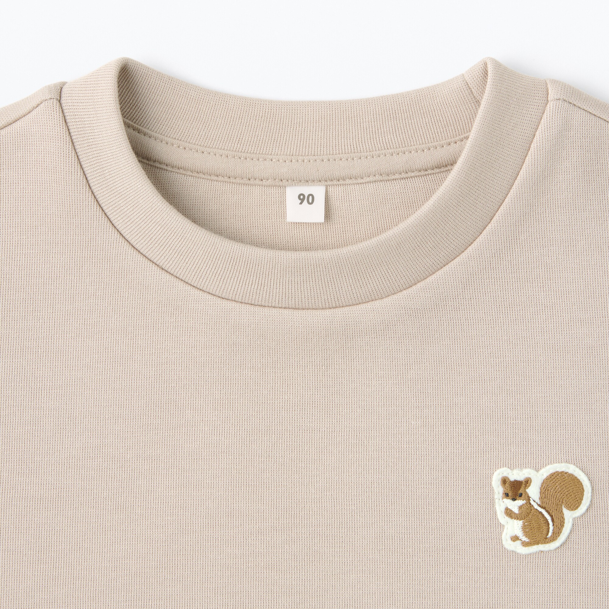 ベビー　あたまするっと二重編み刺繍入りスウェットシャツ