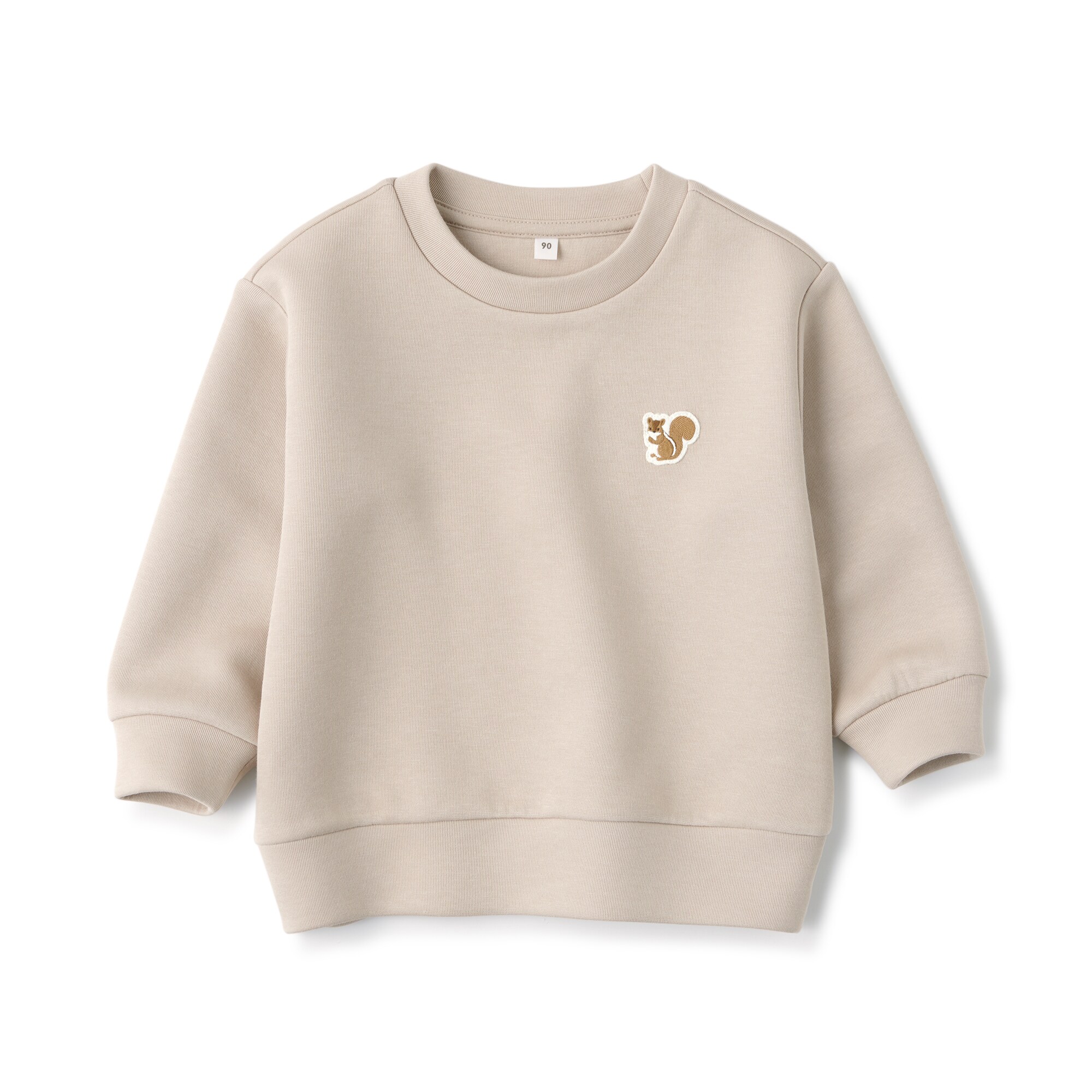 ベビー　あたまするっと二重編み刺繍入りスウェットシャツ