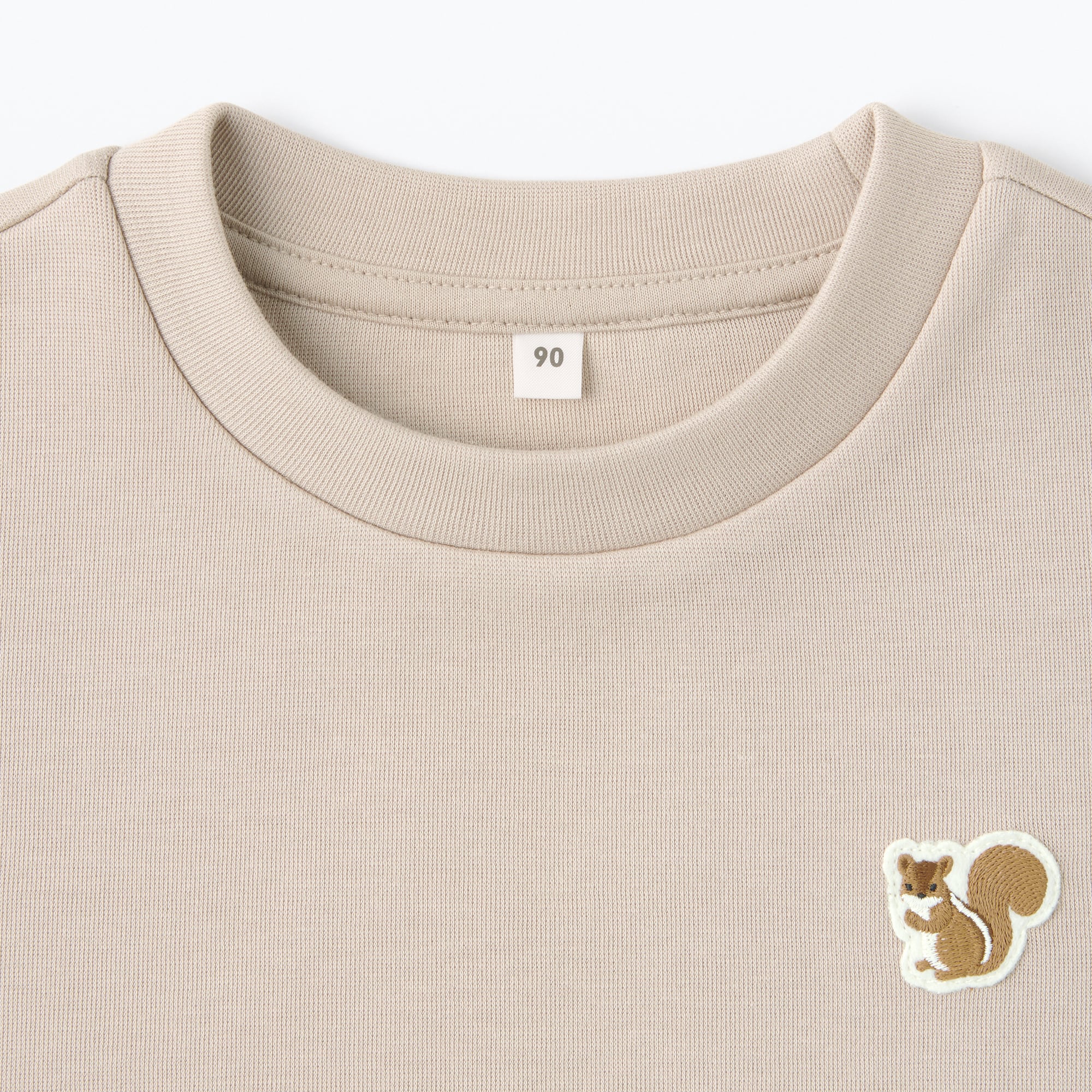 ベビー　あたまするっと二重編み刺繍入りスウェットシャツ