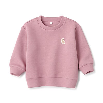 ベビー　あたまするっと二重編み刺繍入りスウェットシャツ