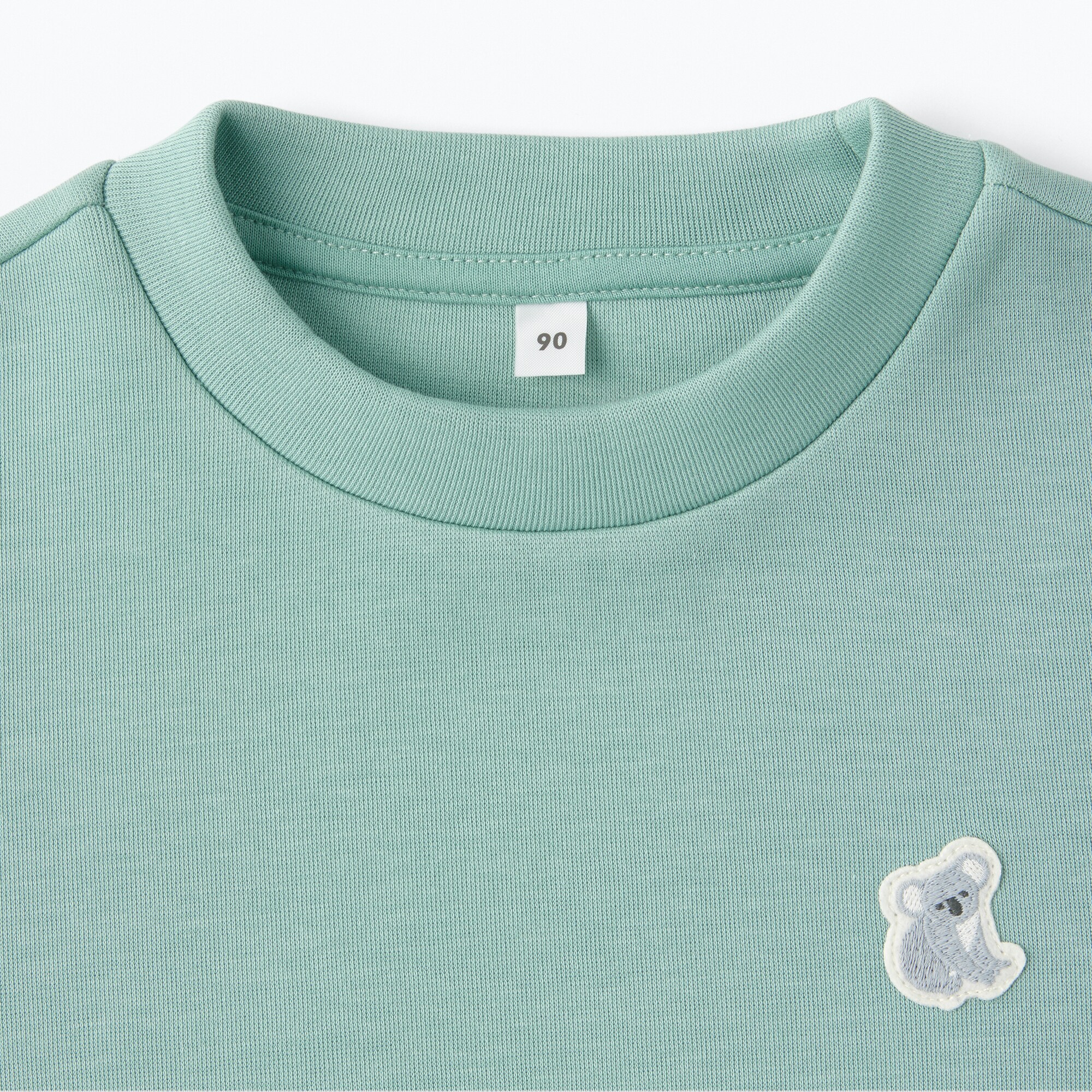 ベビー　あたまするっと二重編み刺繍入りスウェットシャツ