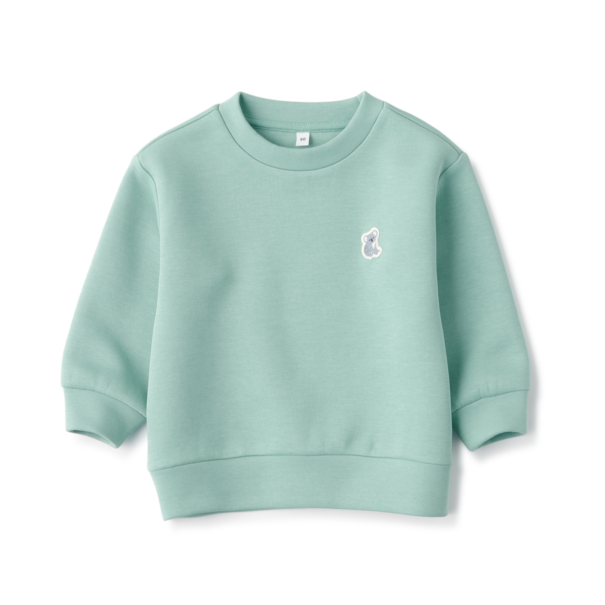 ベビー　あたまするっと二重編み刺繍入りスウェットシャツ