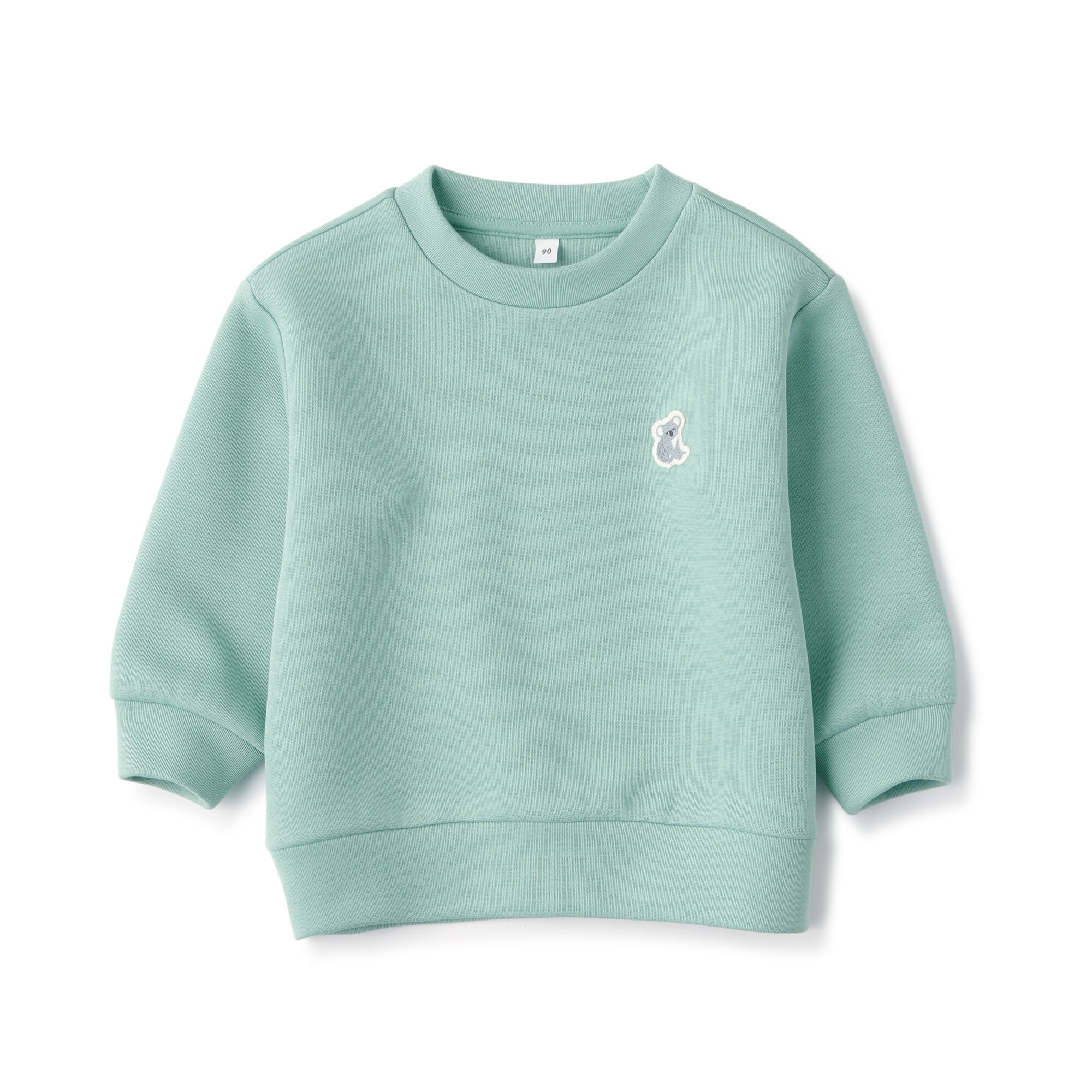 ベビー　あたまするっと二重編み刺繍入りスウェットシャツ