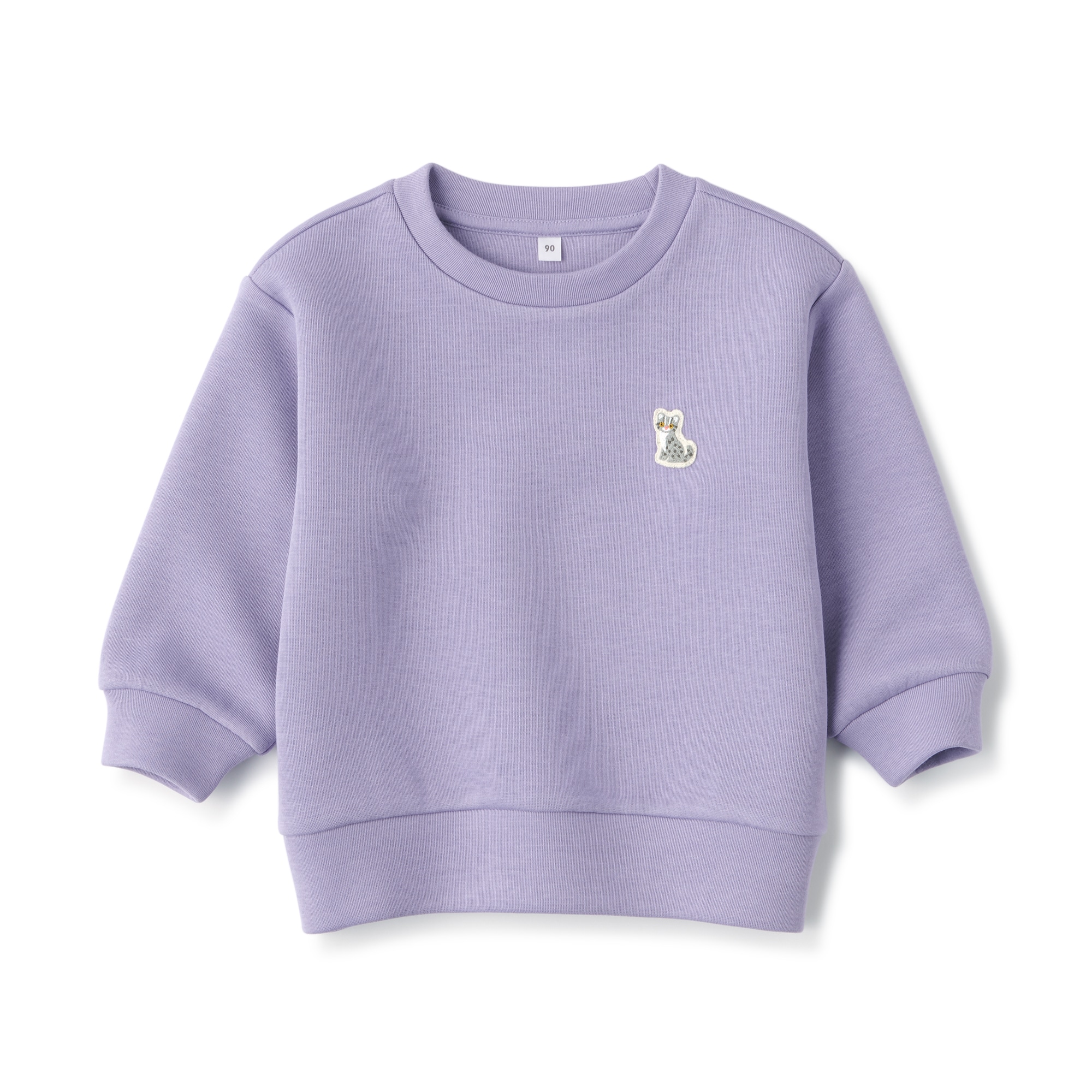 ベビー　あたまするっと二重編み刺繍入りスウェットシャツ