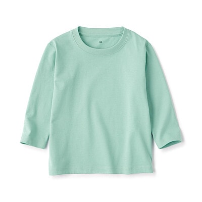 ベビー　あたまするっと　クルーネック長袖Ｔシャツ　無地