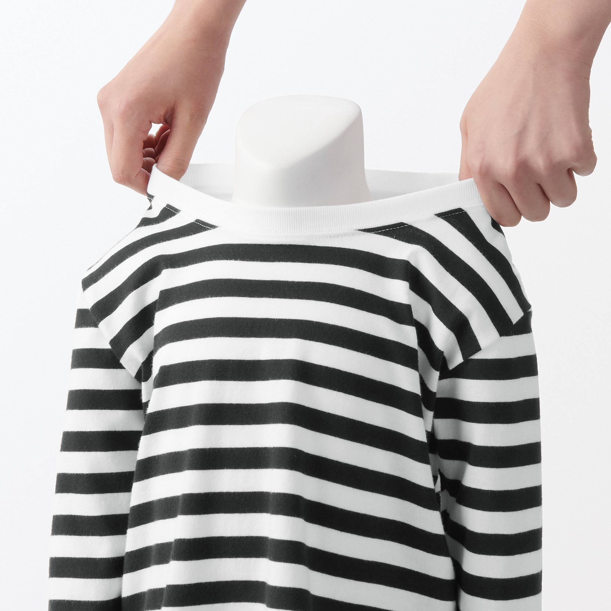 ベビー　あたまするっと　クルーネック長袖Ｔシャツ　ボーダー