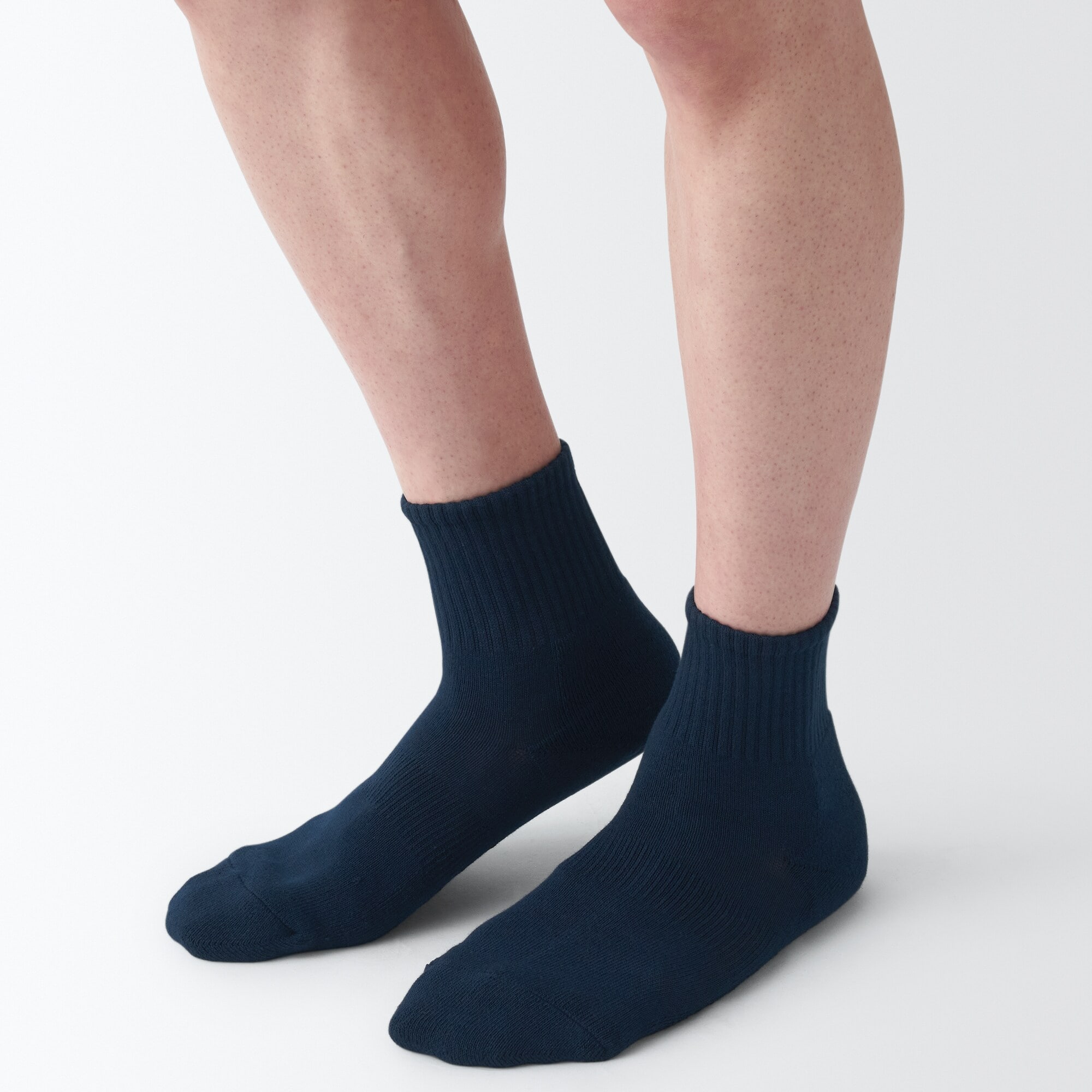 紳士　足なり直角　パイル編み　ショート丈靴下（無地）