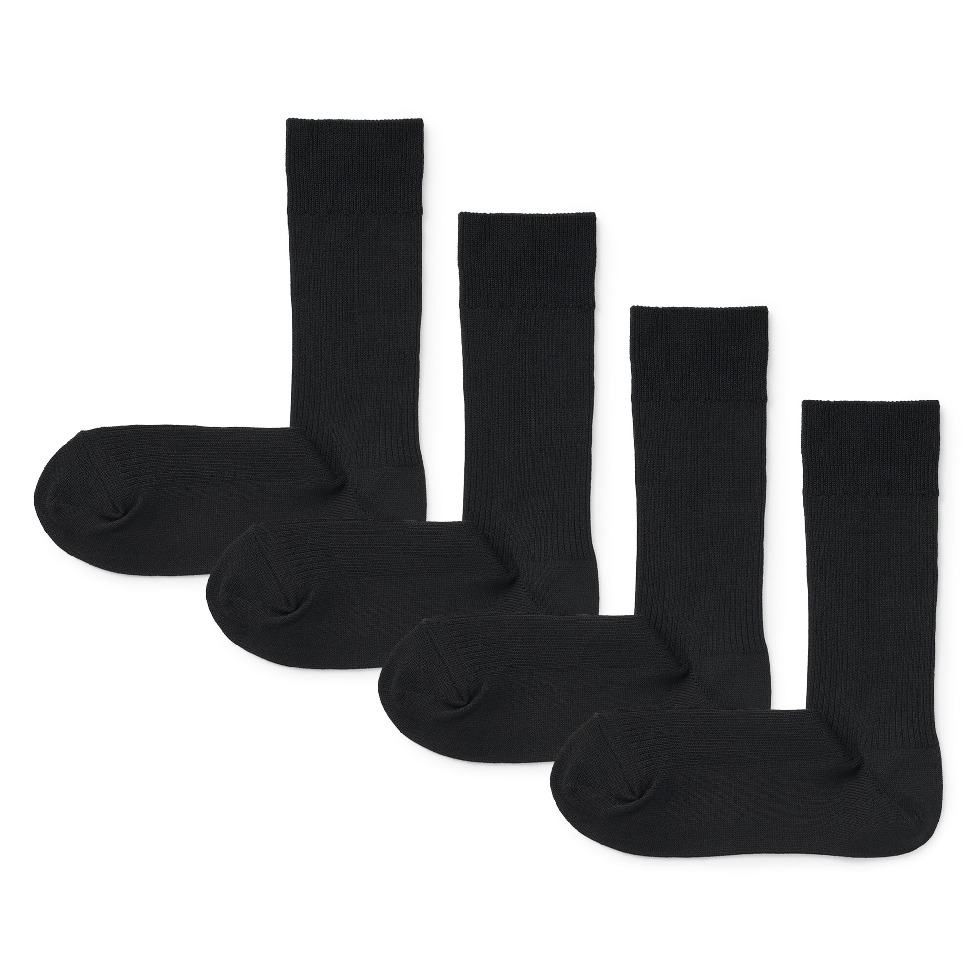 紳士　足なり直角　リブ編み靴下（４足組）