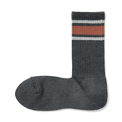 紳士　足なり直角　パイル編み　靴下（厚手・ライン）