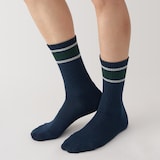 紳士　足なり直角　パイル編み　靴下（厚手・ライン）