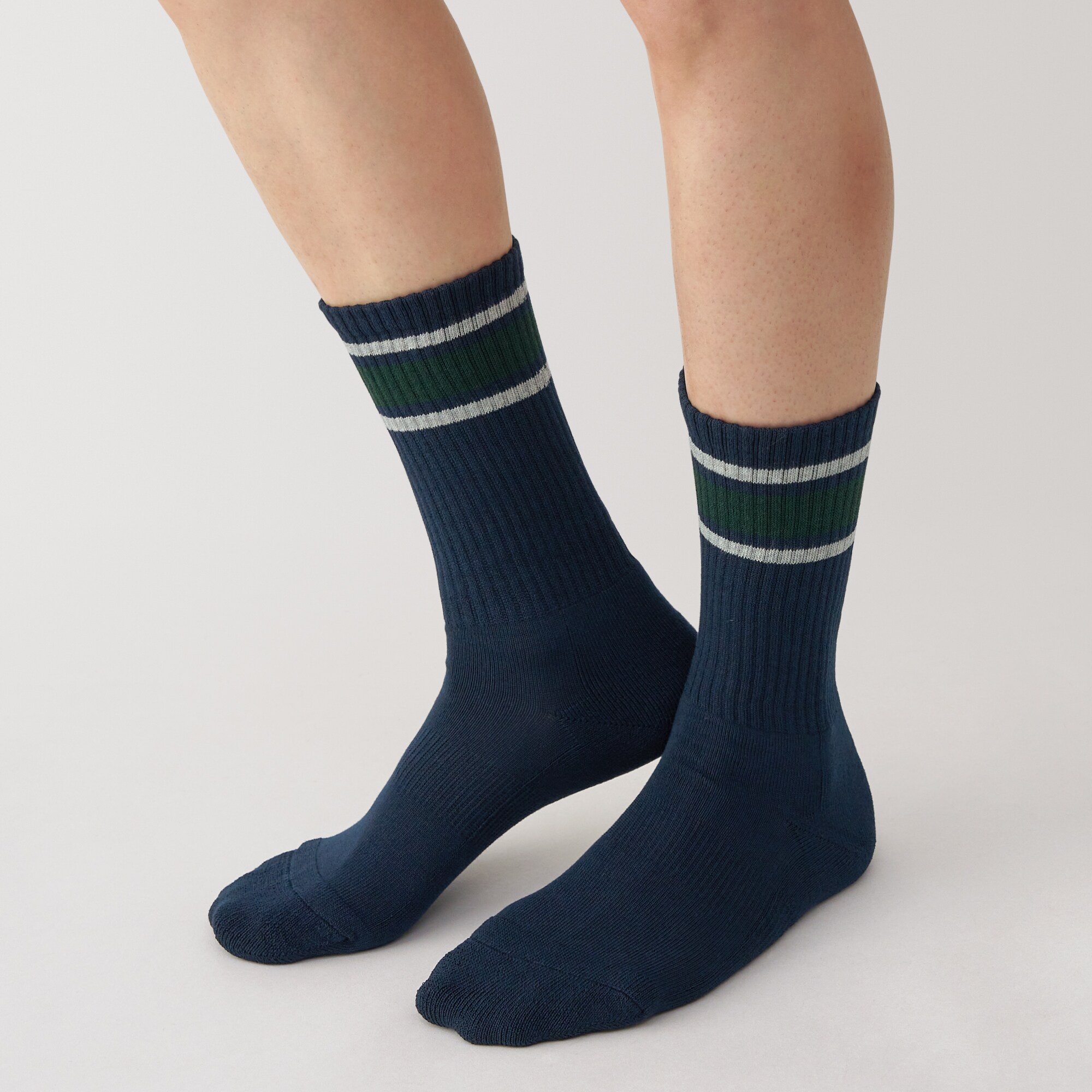 紳士　足なり直角　パイル編み　靴下（厚手・ライン）