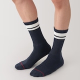 紳士　足なり直角　あったか綿　厚手靴下（ウール入り・ライン）