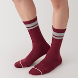 紳士　足なり直角　あったか綿　厚手靴下（ウール入り・ライン）