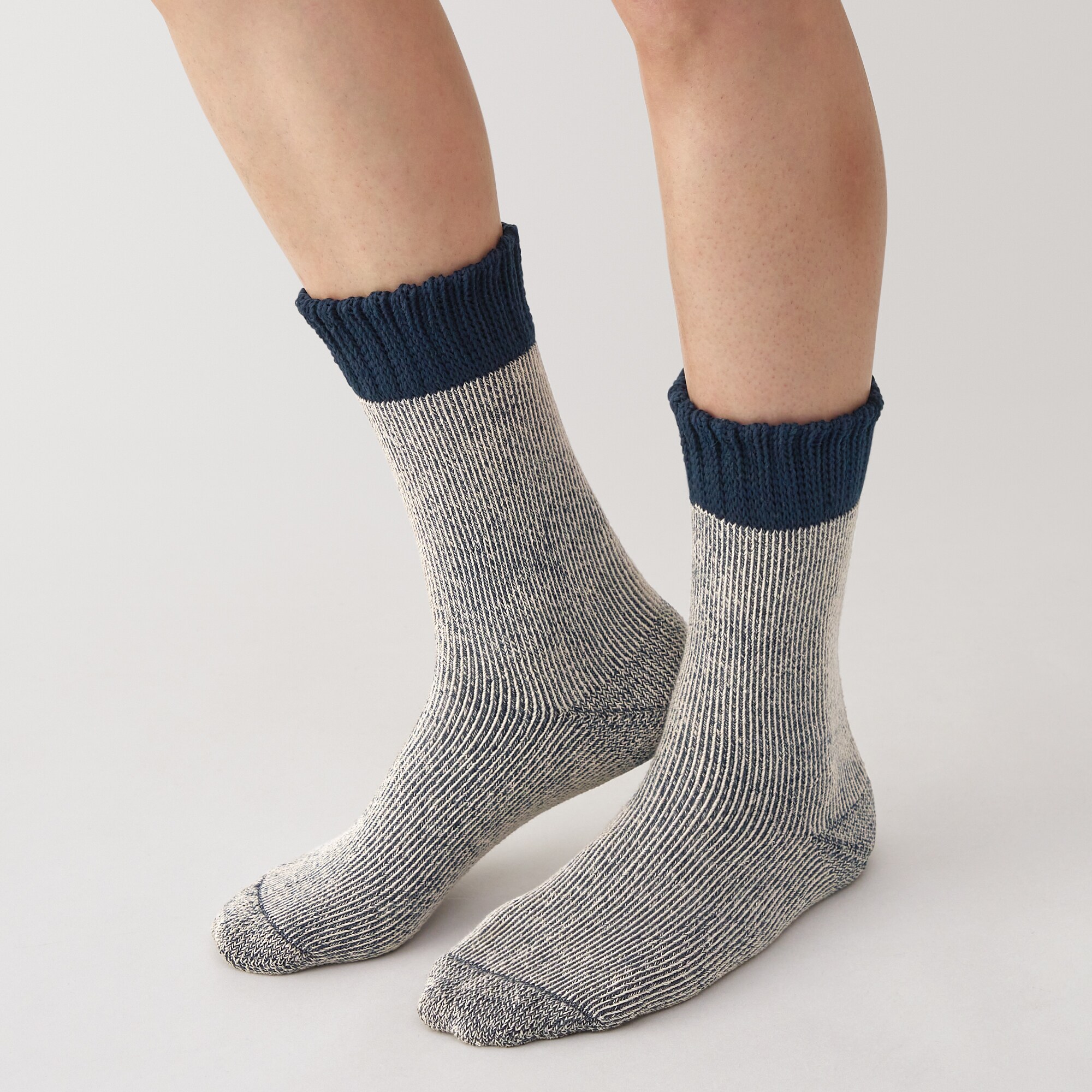 紳士　足なり直角　パイル編み　厚手ルームソックス