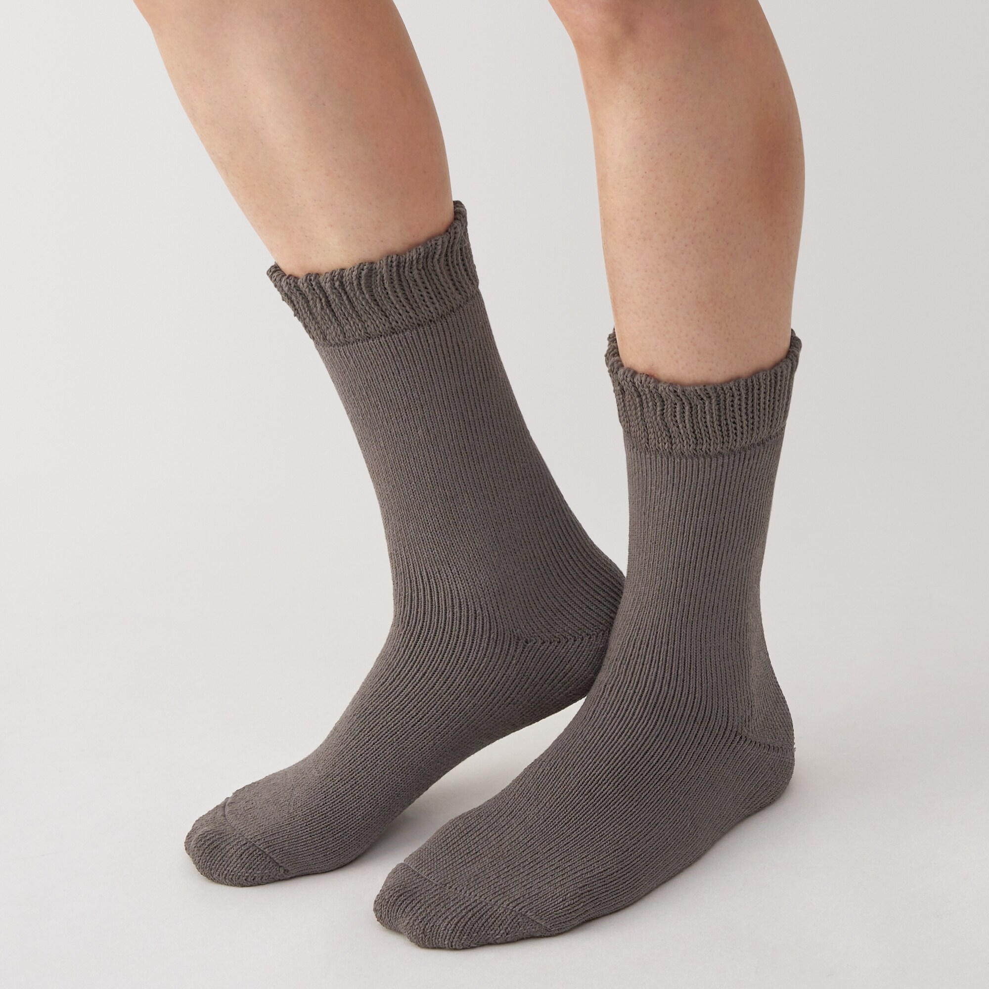 紳士　足なり直角　パイル編み　厚手ルームソックス