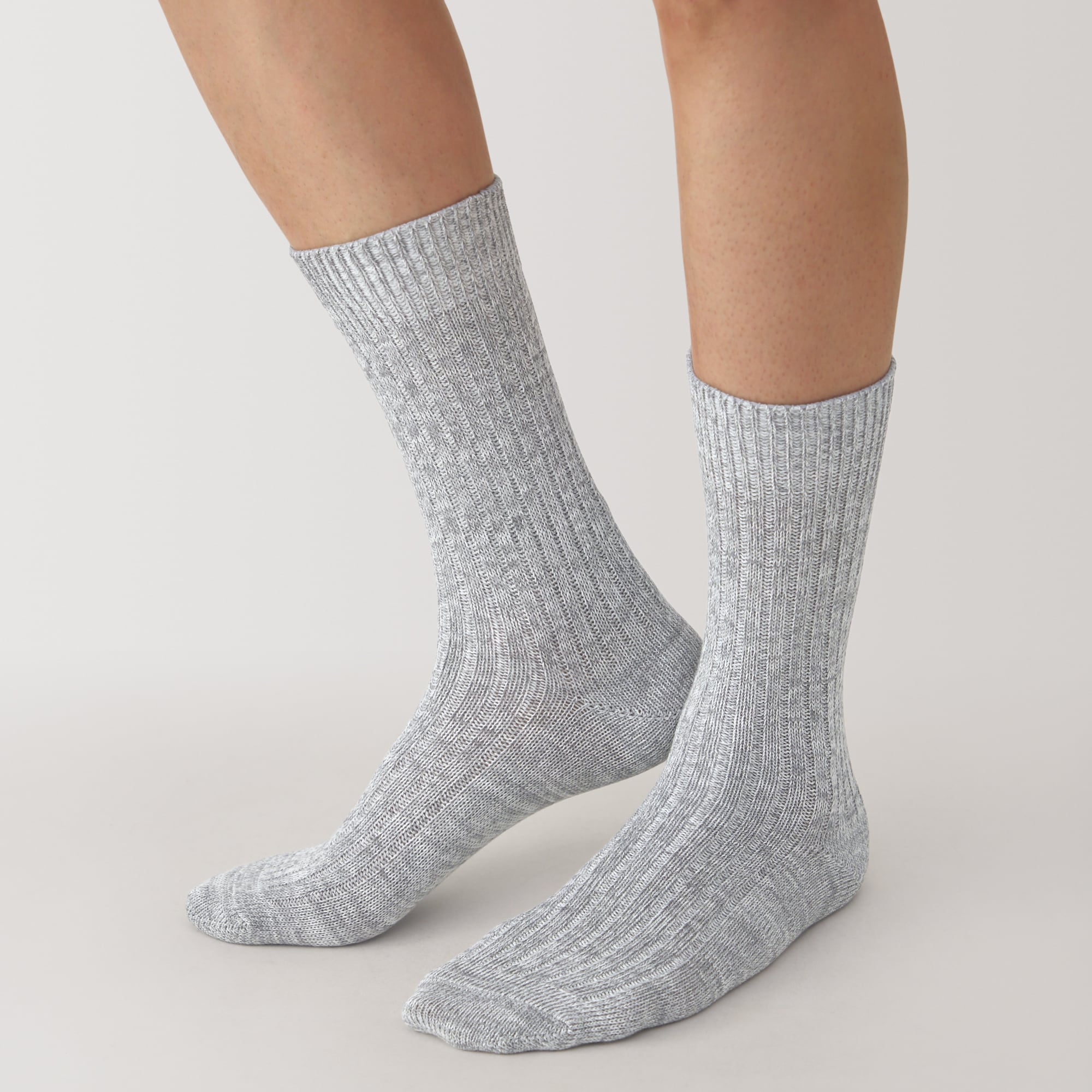 紳士　足なり直角　リブ編み　厚手靴下
