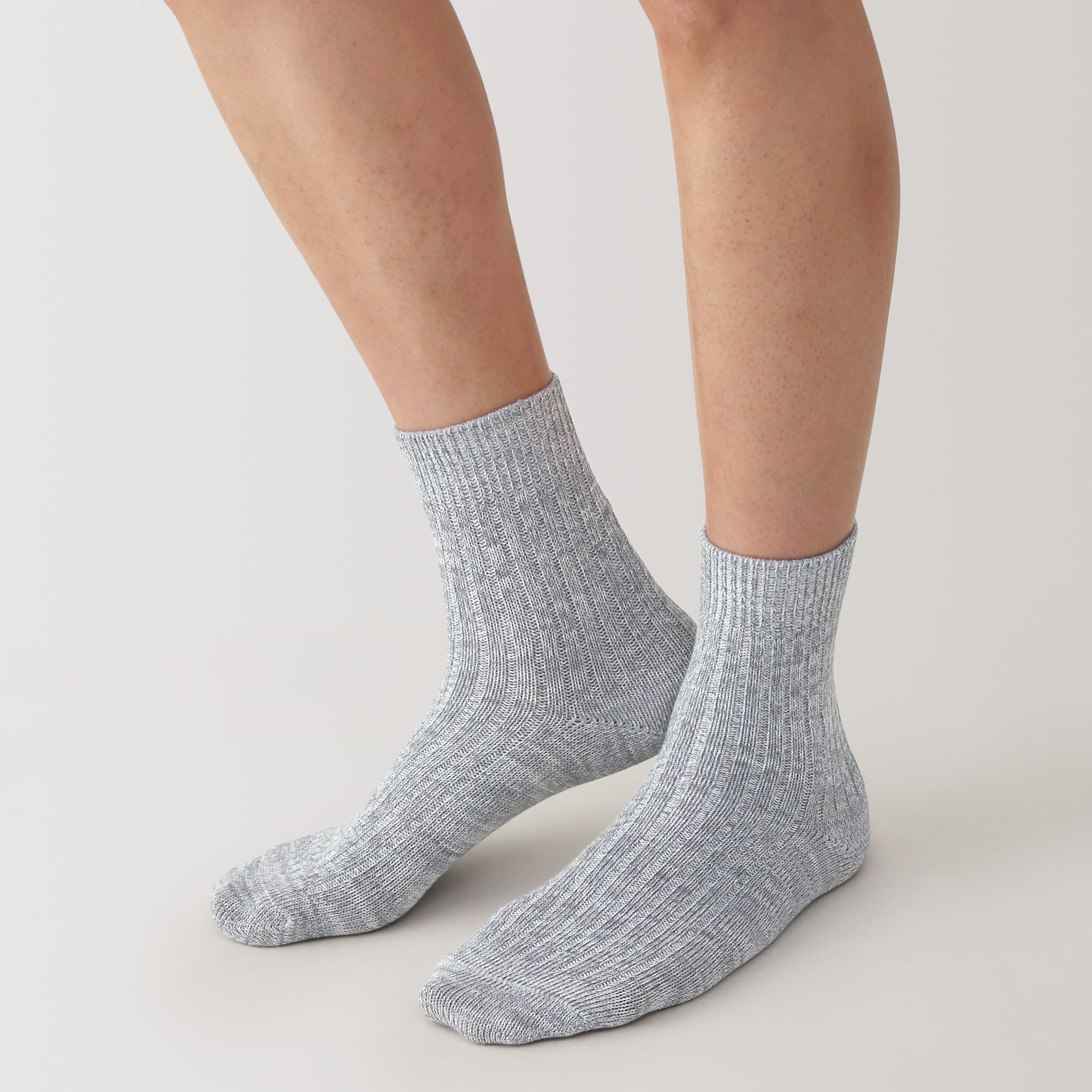 紳士 足なり直角 リブ編み 厚手ショート丈靴下 | 無印良品