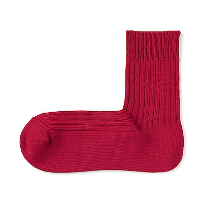 紳士　足なり直角　リブ編み　厚手ショート丈靴下