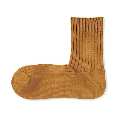 紳士　足なり直角　リブ編み　厚手ショート丈靴下
