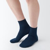 婦人　足なり直角　履き口やわらか　太リブショート丈靴下