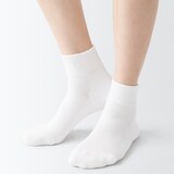 婦人　足なり直角　履き口やわらか　パイル編み　ショート丈靴下　※杢色