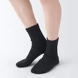 足なり直角　履き口やわらか　全体がゆったりした靴下