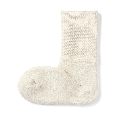 足なり直角　シルク混　パイル編み　ルームソックス