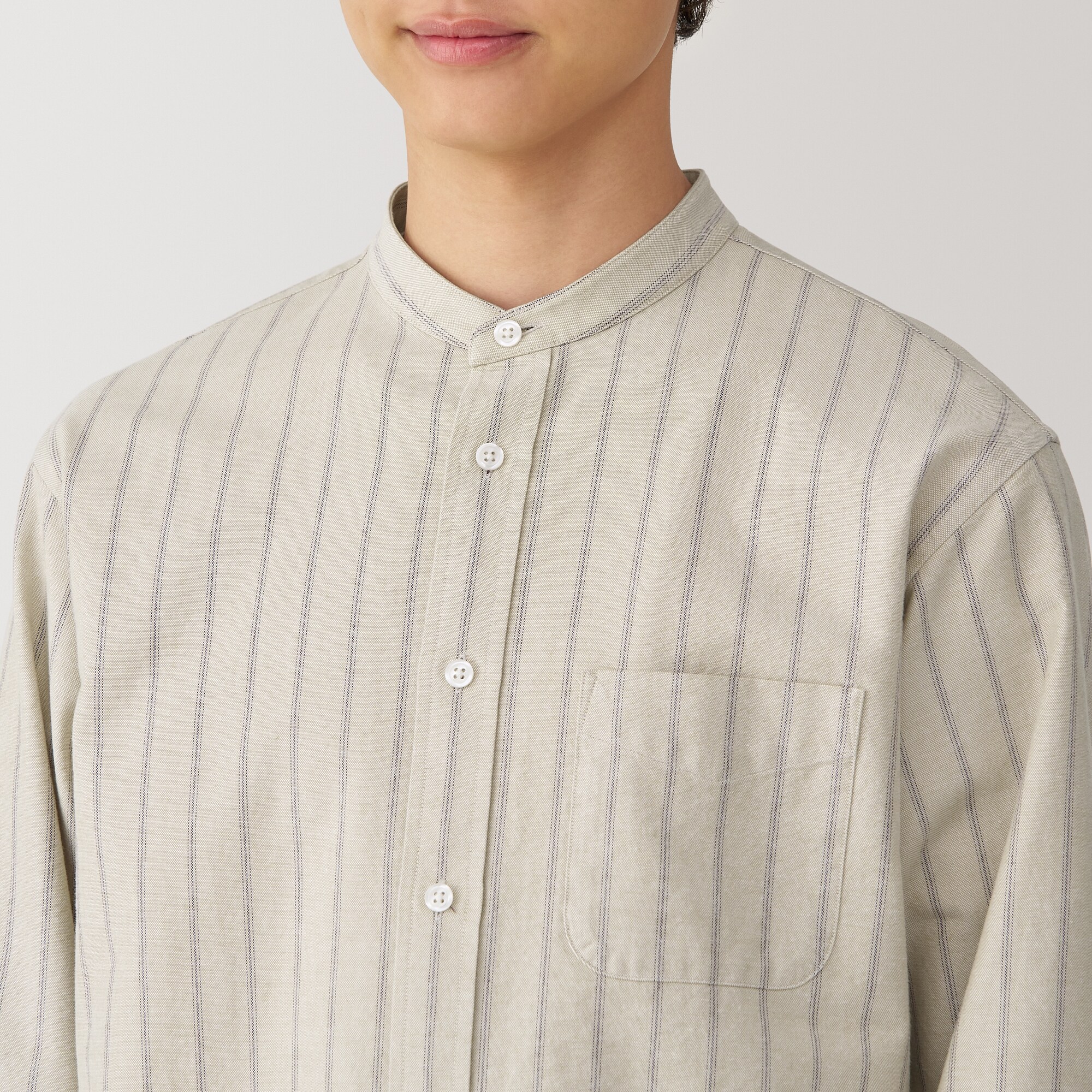 紳士 洗いざらしオックススタンドカラー長袖シャツ | 無印良品