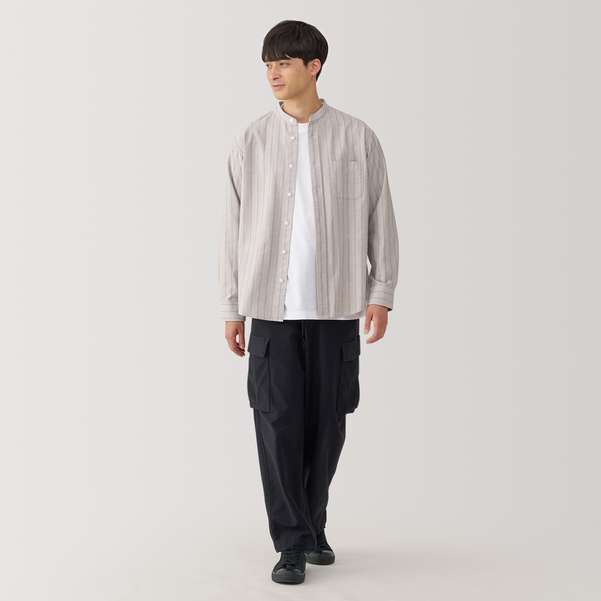 紳士 洗いざらしオックススタンドカラー長袖シャツ | 無印良品