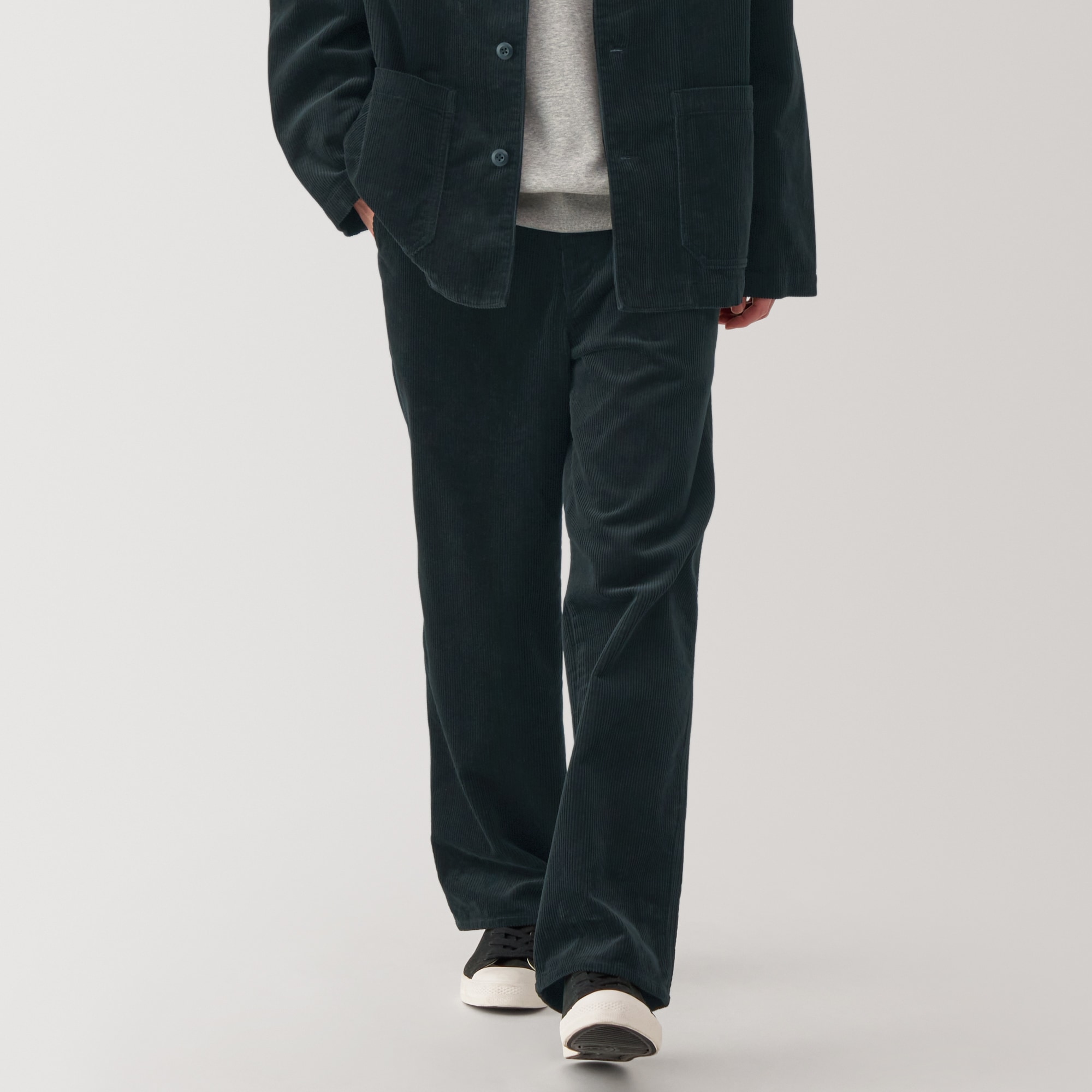 紳士　木の実から作ったカポック混コーデュロイワイドパンツ