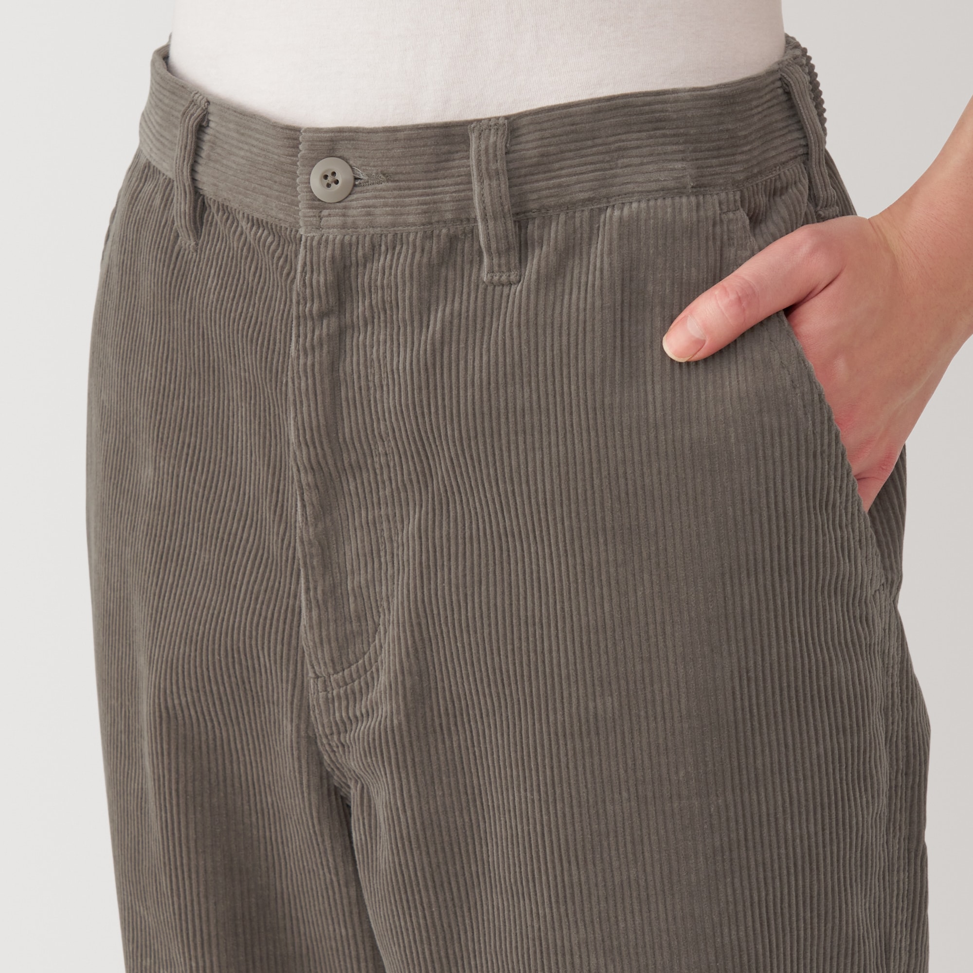 紳士　木の実から作ったカポック混コーデュロイワイドパンツ