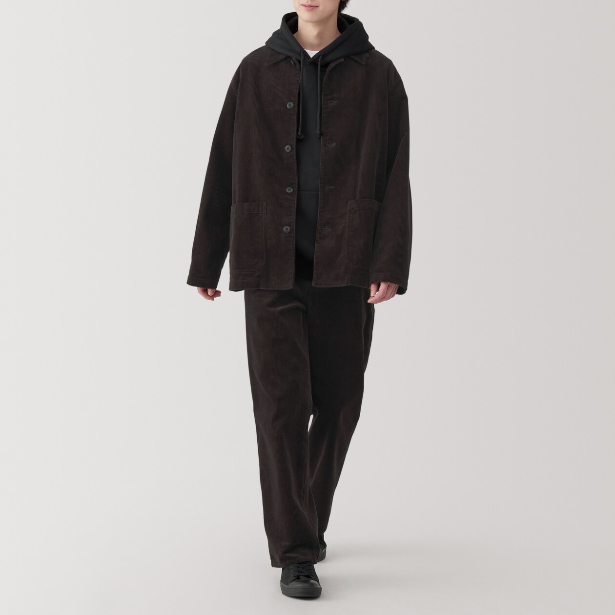 紳士　木の実から作ったカポック混コーデュロイワイドパンツ