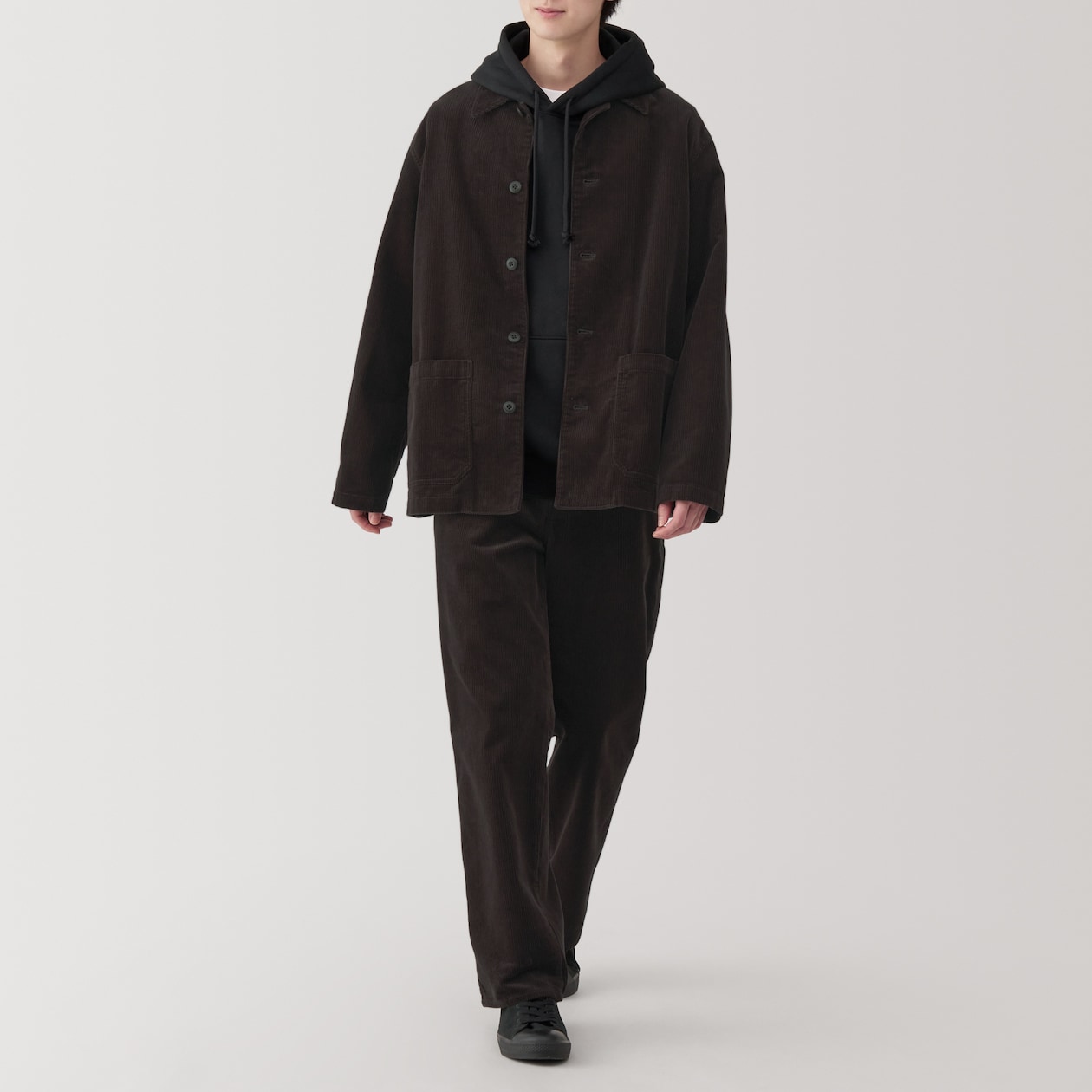 紳士　木の実から作ったカポック混コーデュロイワイドパンツ