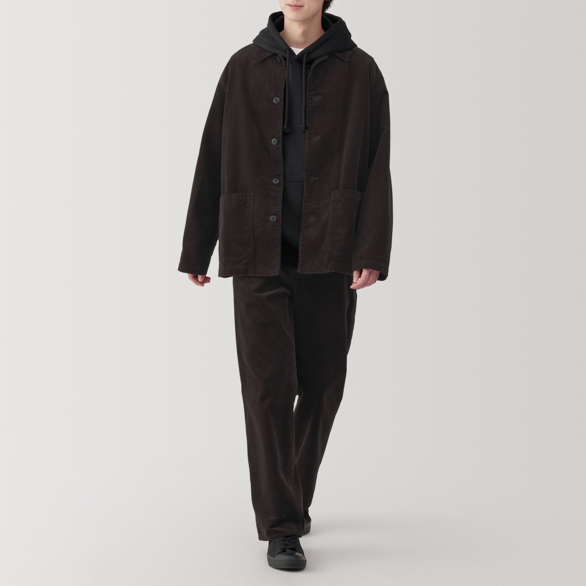 紳士　木の実から作ったカポック混コーデュロイワイドパンツ