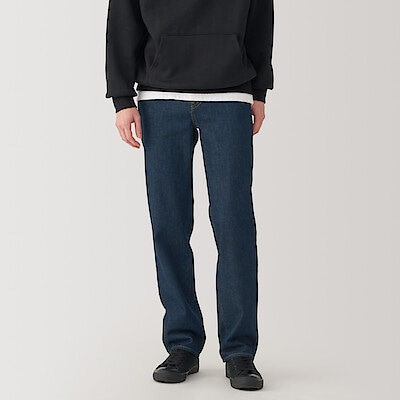 紳士　木の実から作ったカポック混デニムストレートパンツ　インディゴ