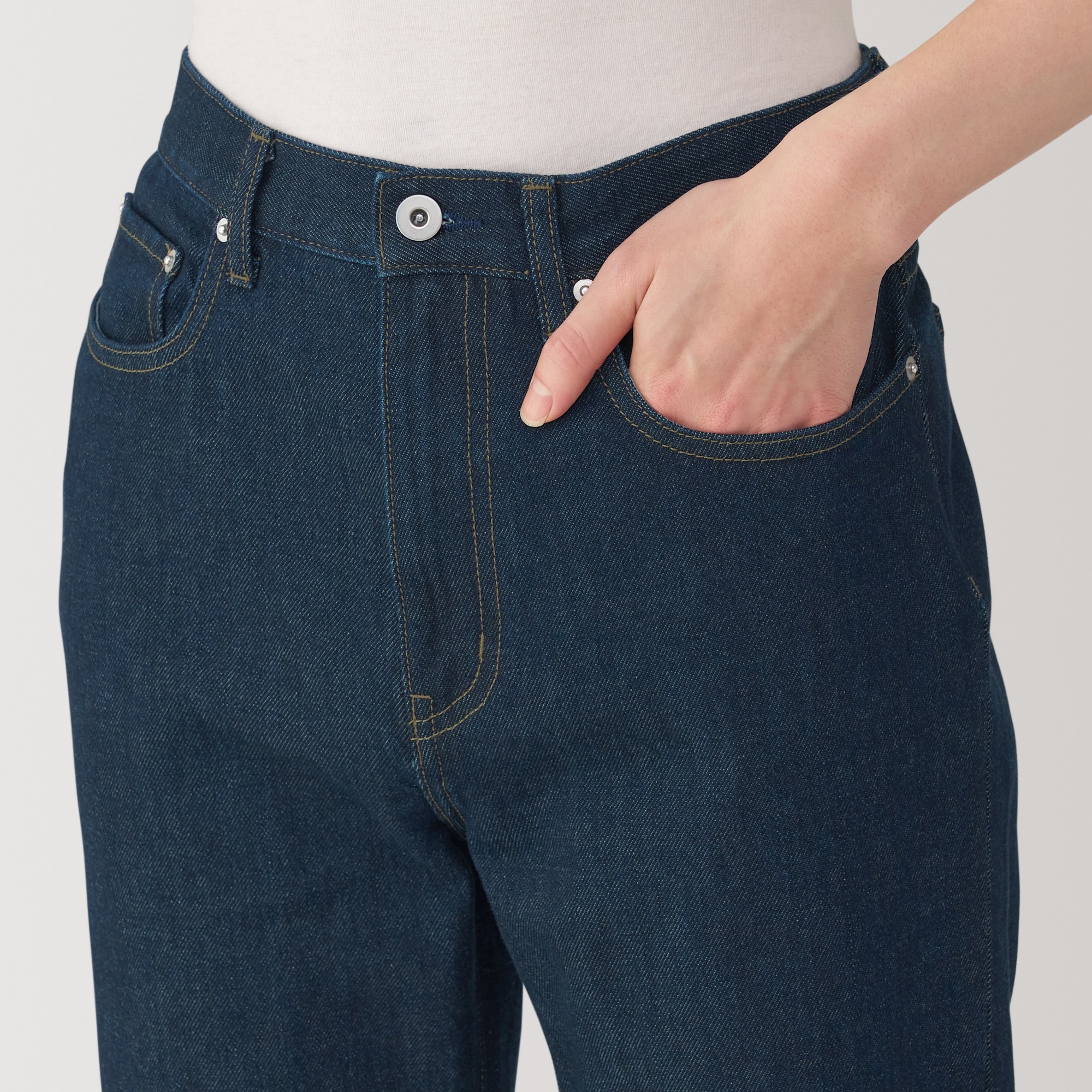 紳士　木の実から作ったカポック混デニムストレートパンツ　インディゴ