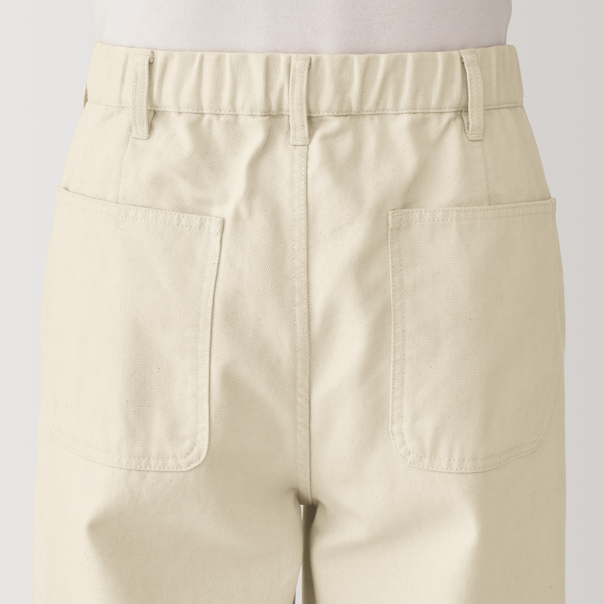 紳士　木の実から作ったカポック混キャンバスワイドパンツ