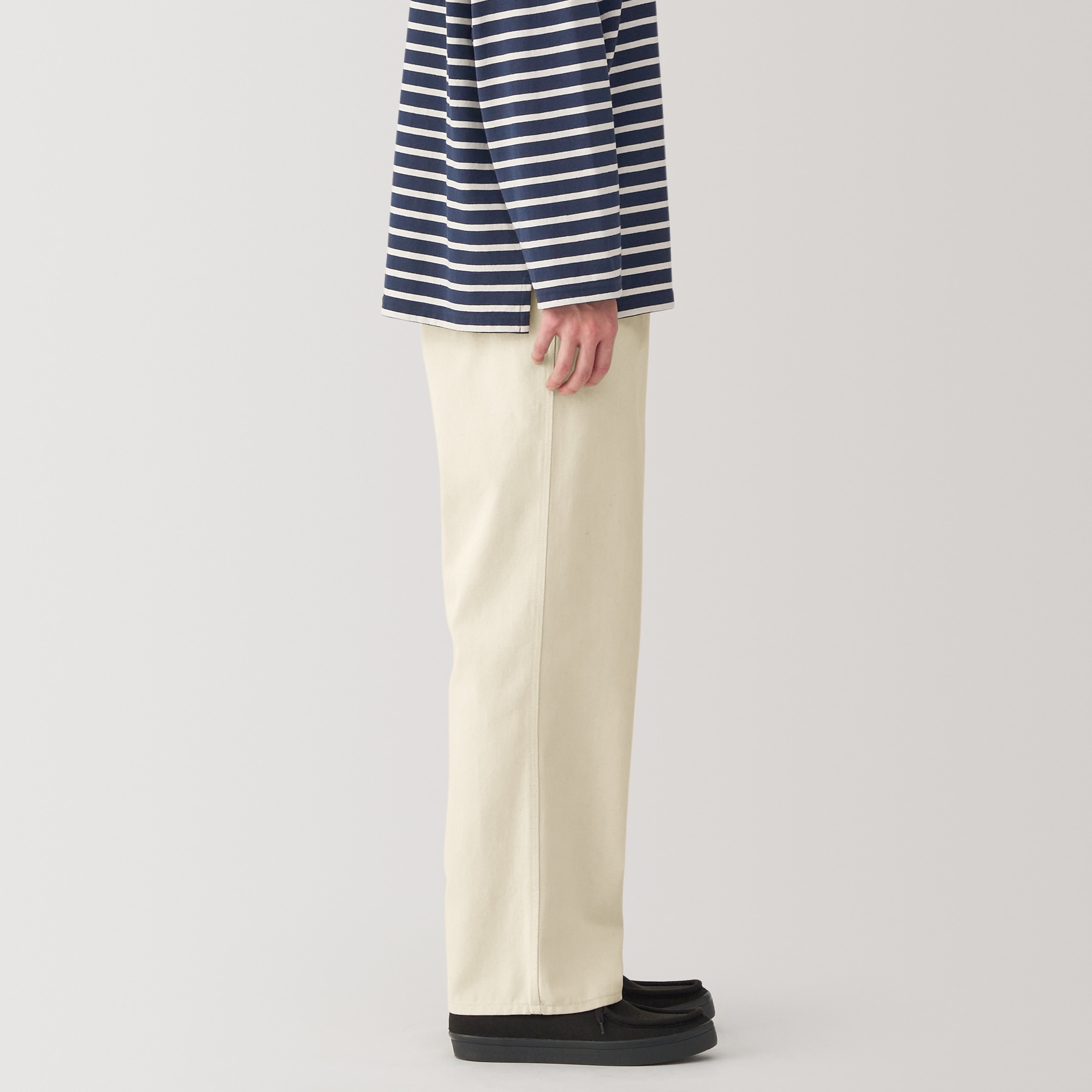 紳士　木の実から作ったカポック混キャンバスワイドパンツ