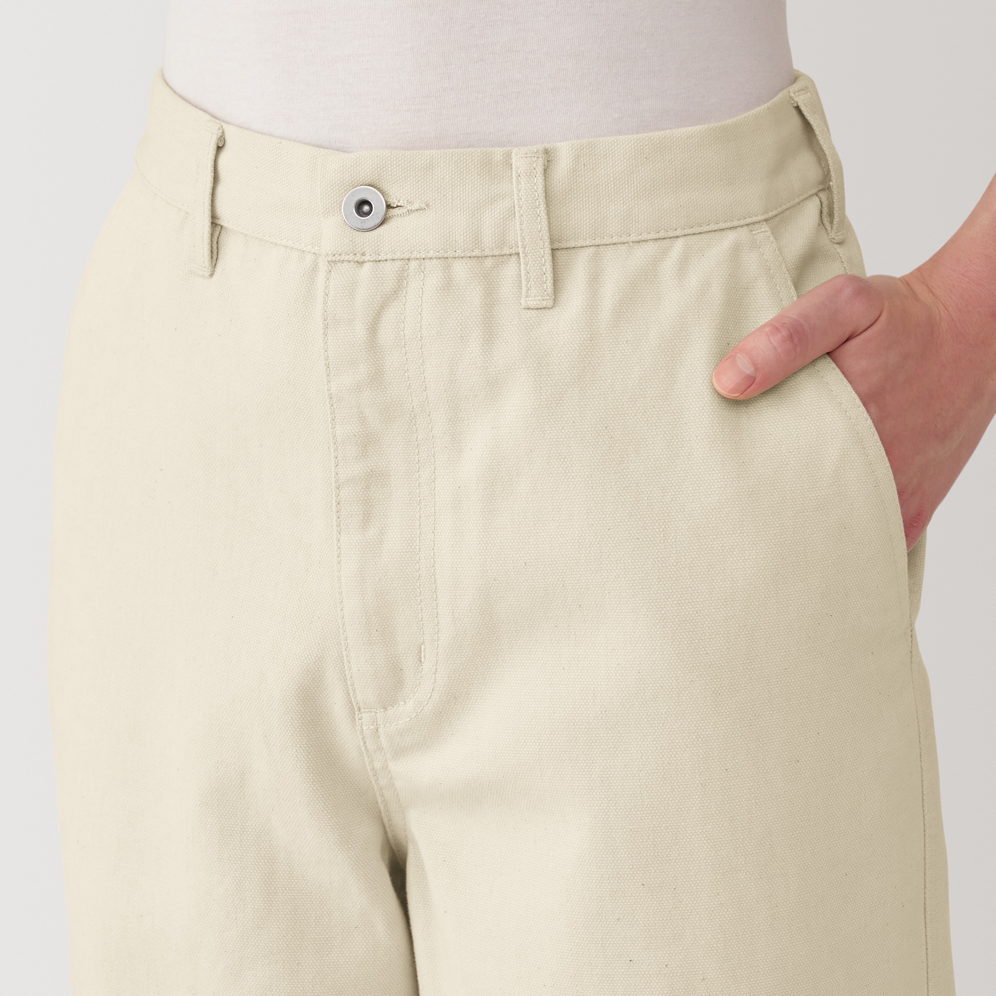 紳士　木の実から作ったカポック混キャンバスワイドパンツ