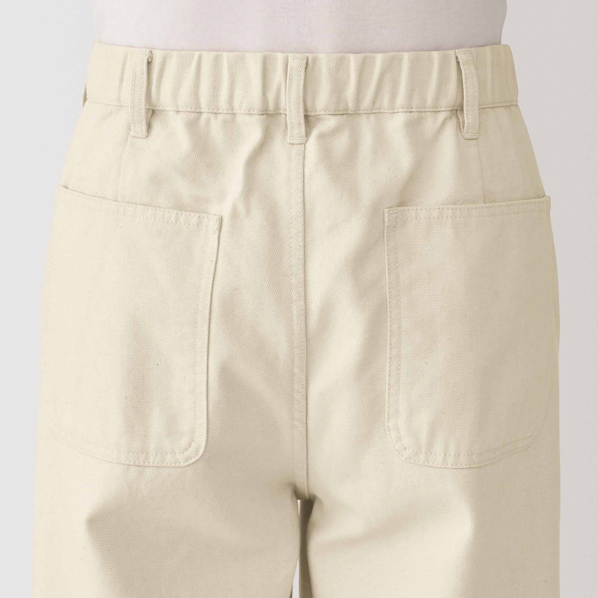 紳士　木の実から作ったカポック混キャンバスワイドパンツ