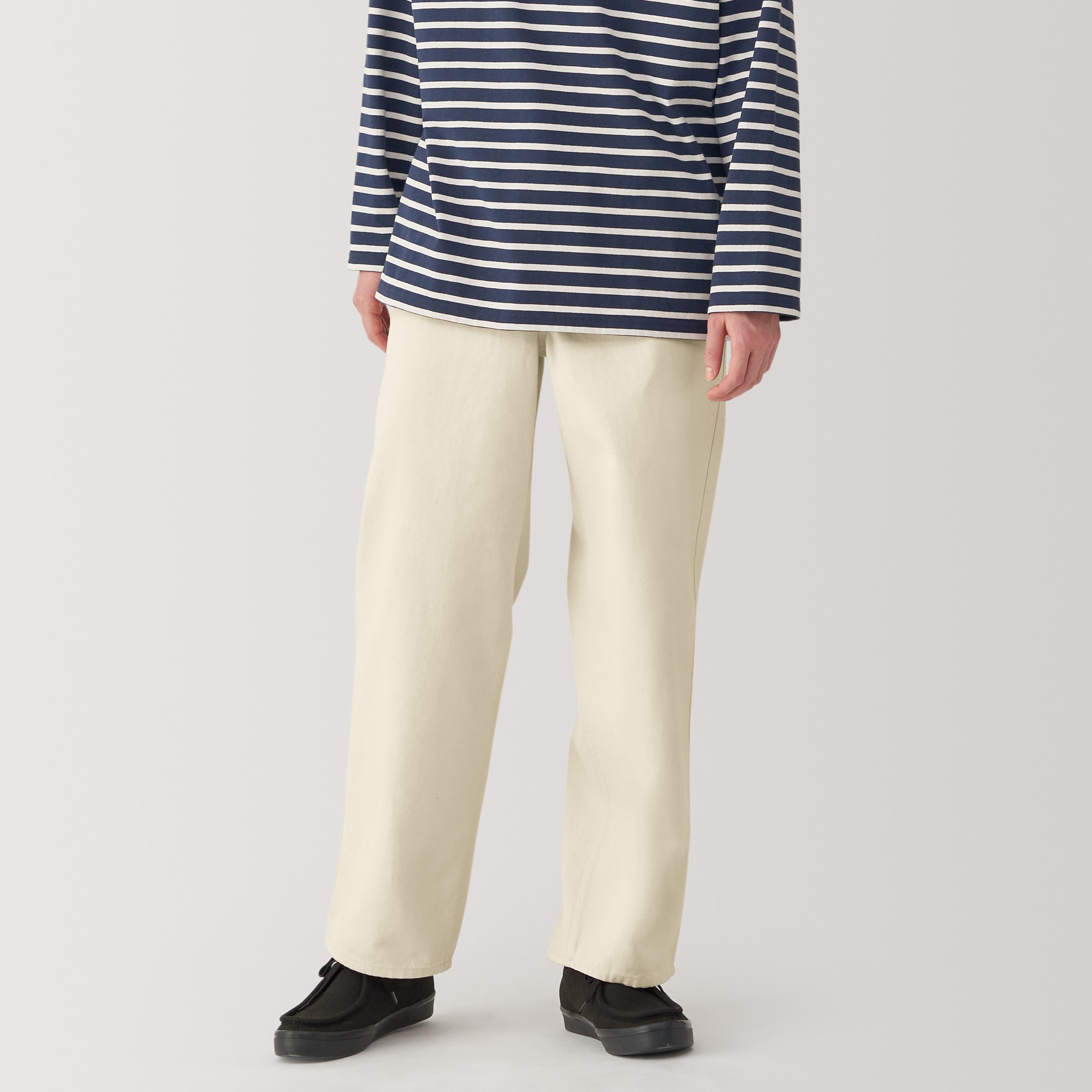 紳士　木の実から作ったカポック混キャンバスワイドパンツ