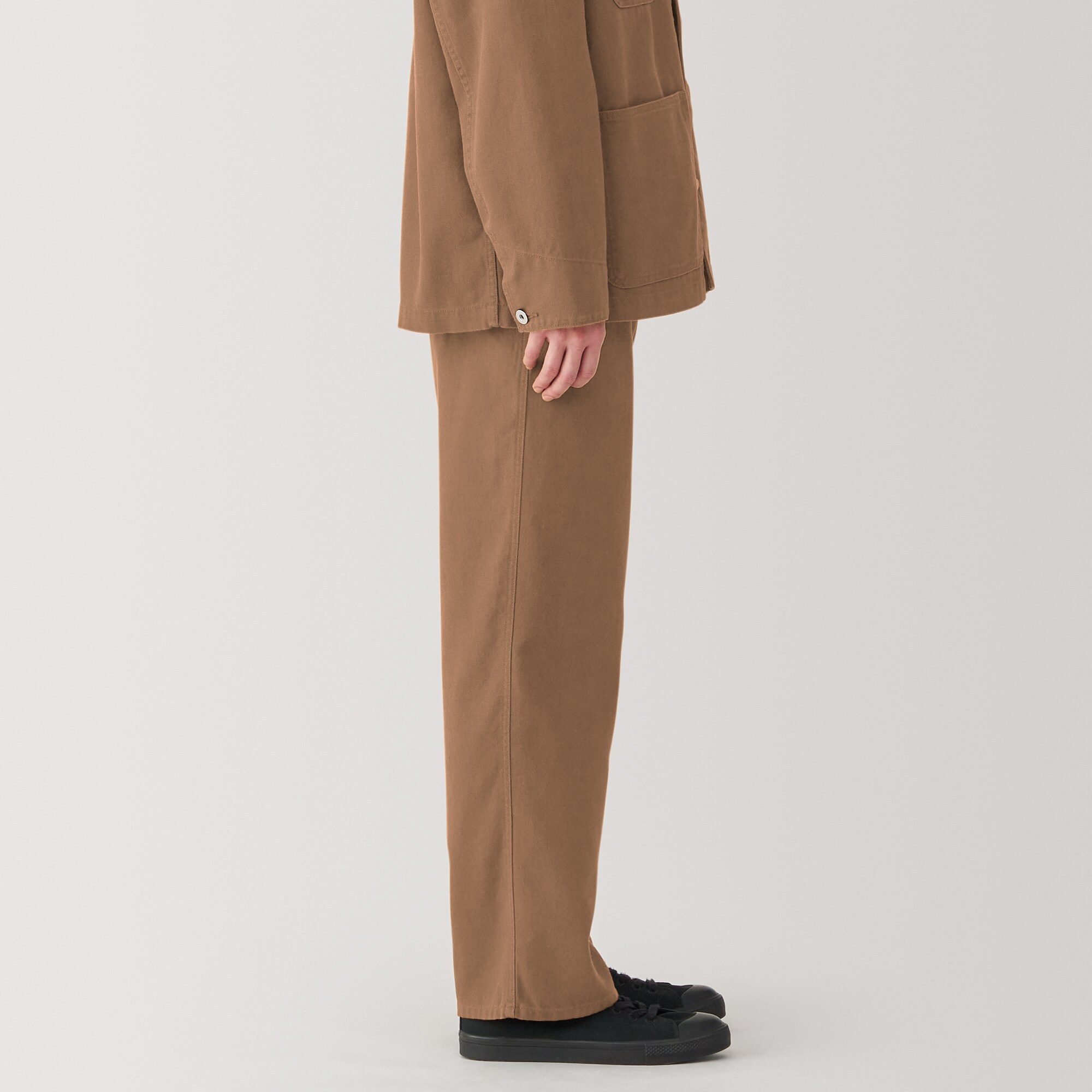 紳士　木の実から作ったカポック混キャンバスワイドパンツ