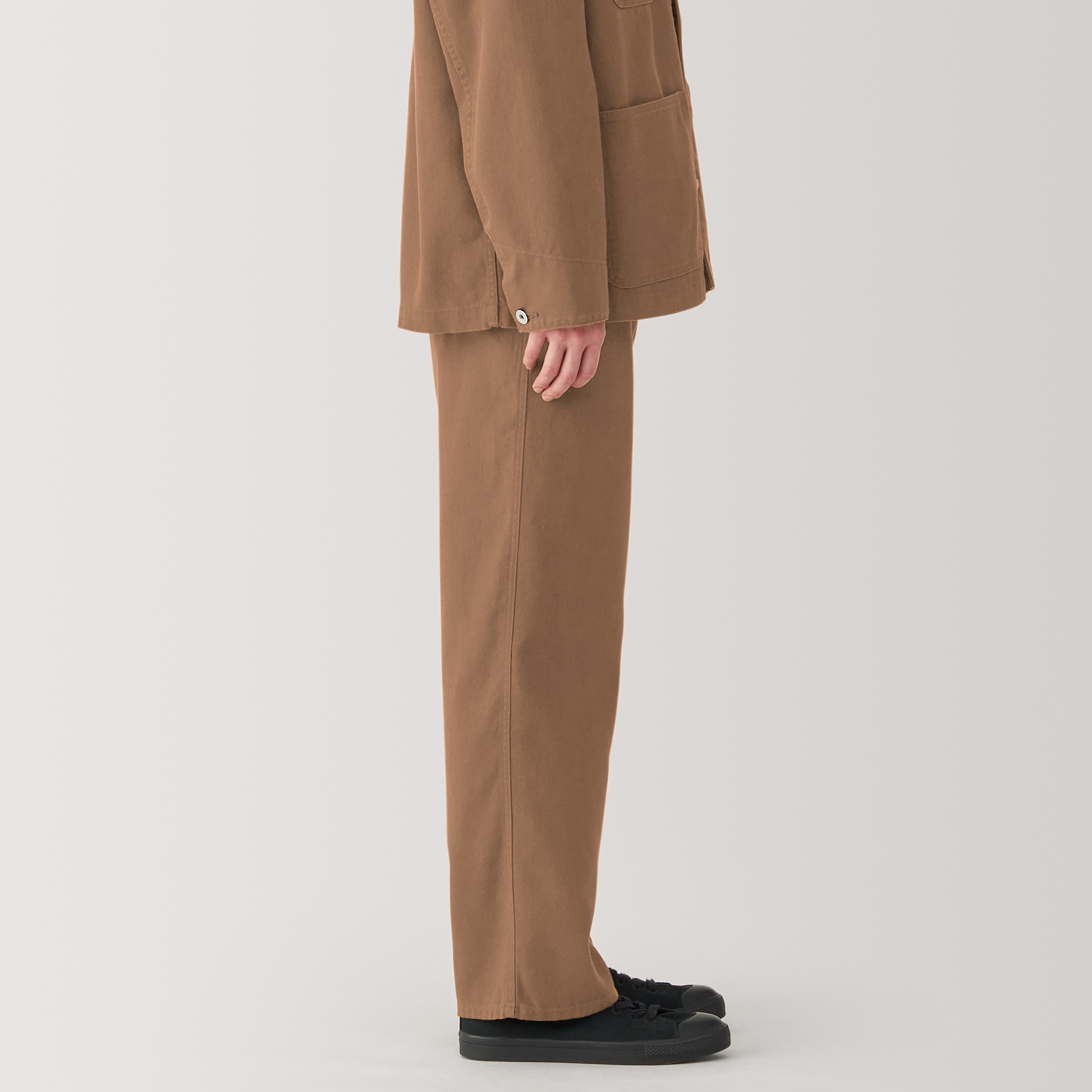 紳士　木の実から作ったカポック混キャンバスワイドパンツ