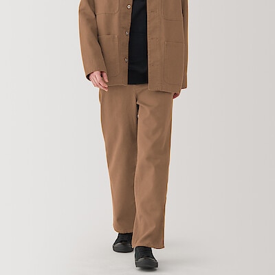 紳士　木の実から作ったカポック混キャンバスワイドパンツ