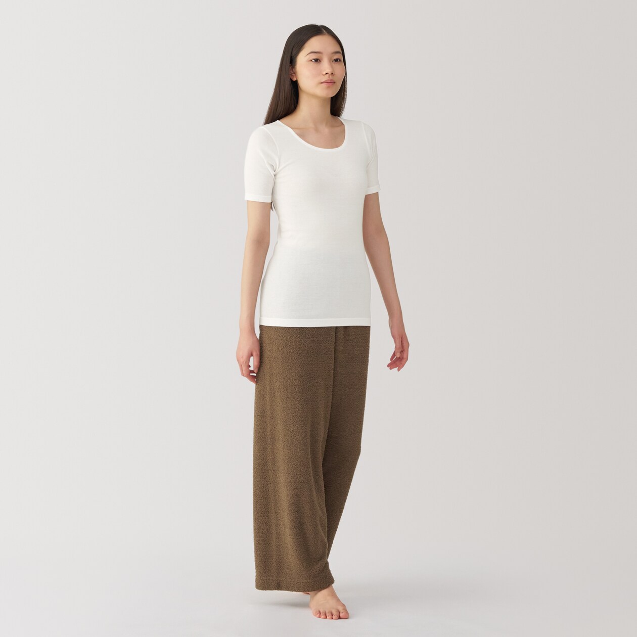 婦人　あったか綿　半袖Ｔシャツ