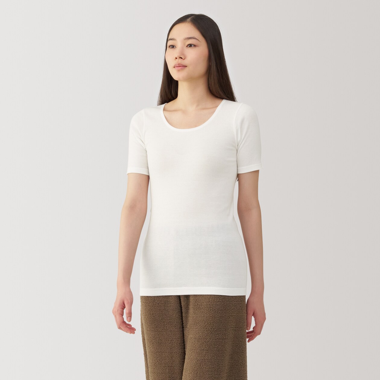 婦人　あったか綿　半袖Ｔシャツ