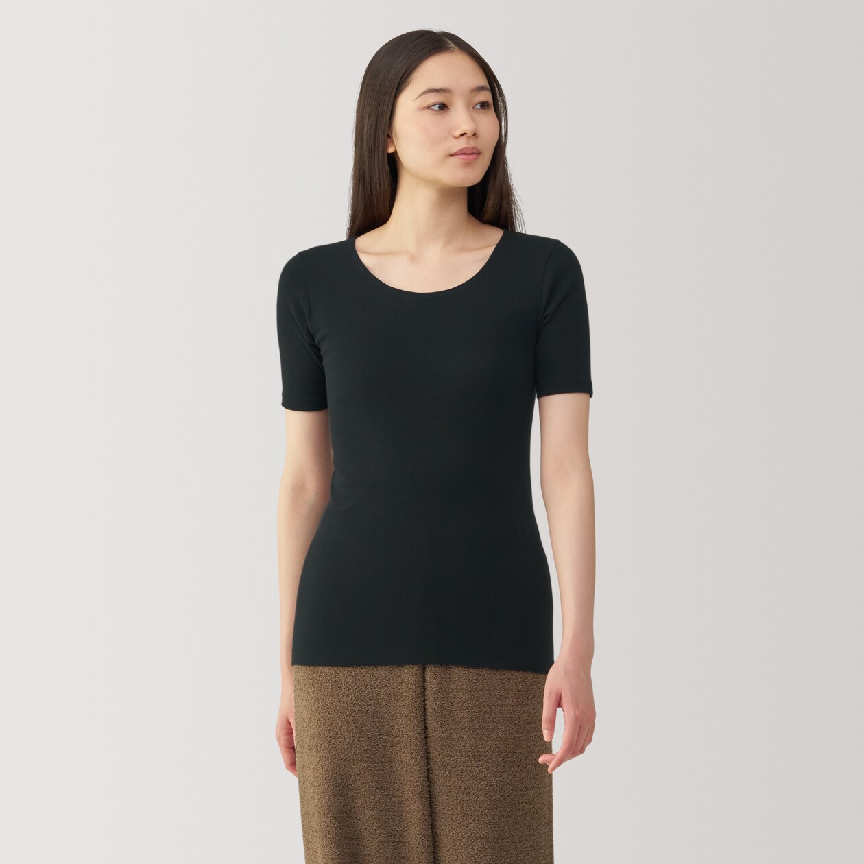 婦人　あったか綿　半袖Ｔシャツ