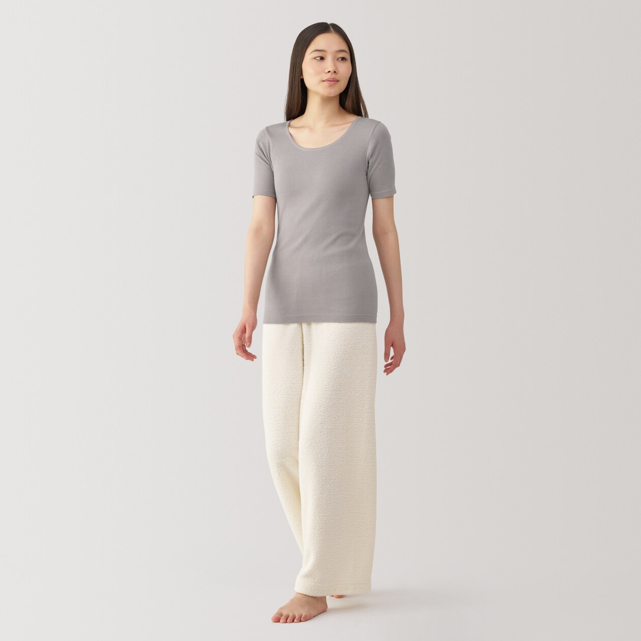 婦人　あったか綿　半袖Ｔシャツ